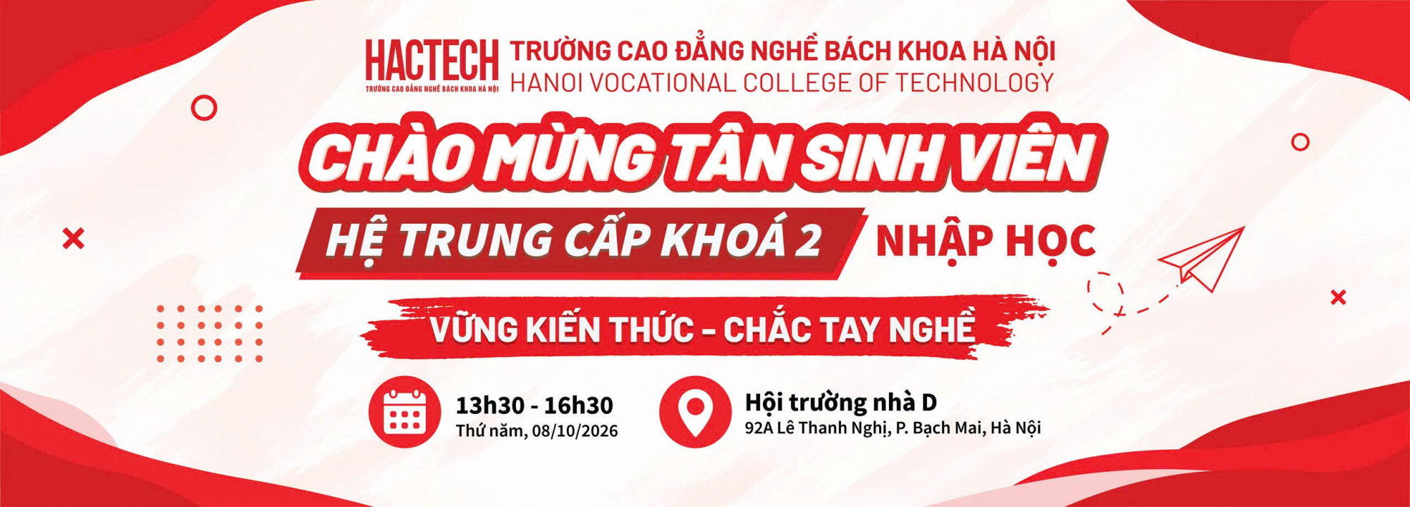 Ngày 8/10: Nhập học tân sinh viên hệ Trung cấp Khóa 2